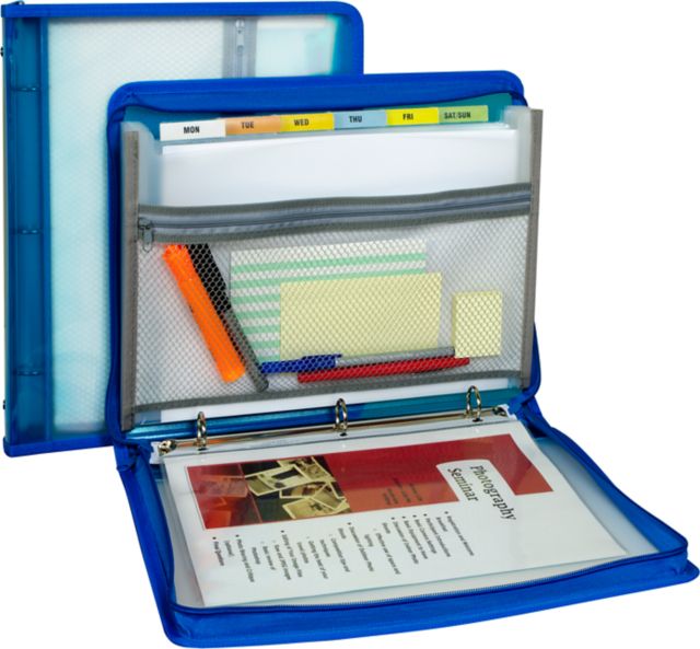 ZIP BINDER W/EXPAND FILE BLUE
